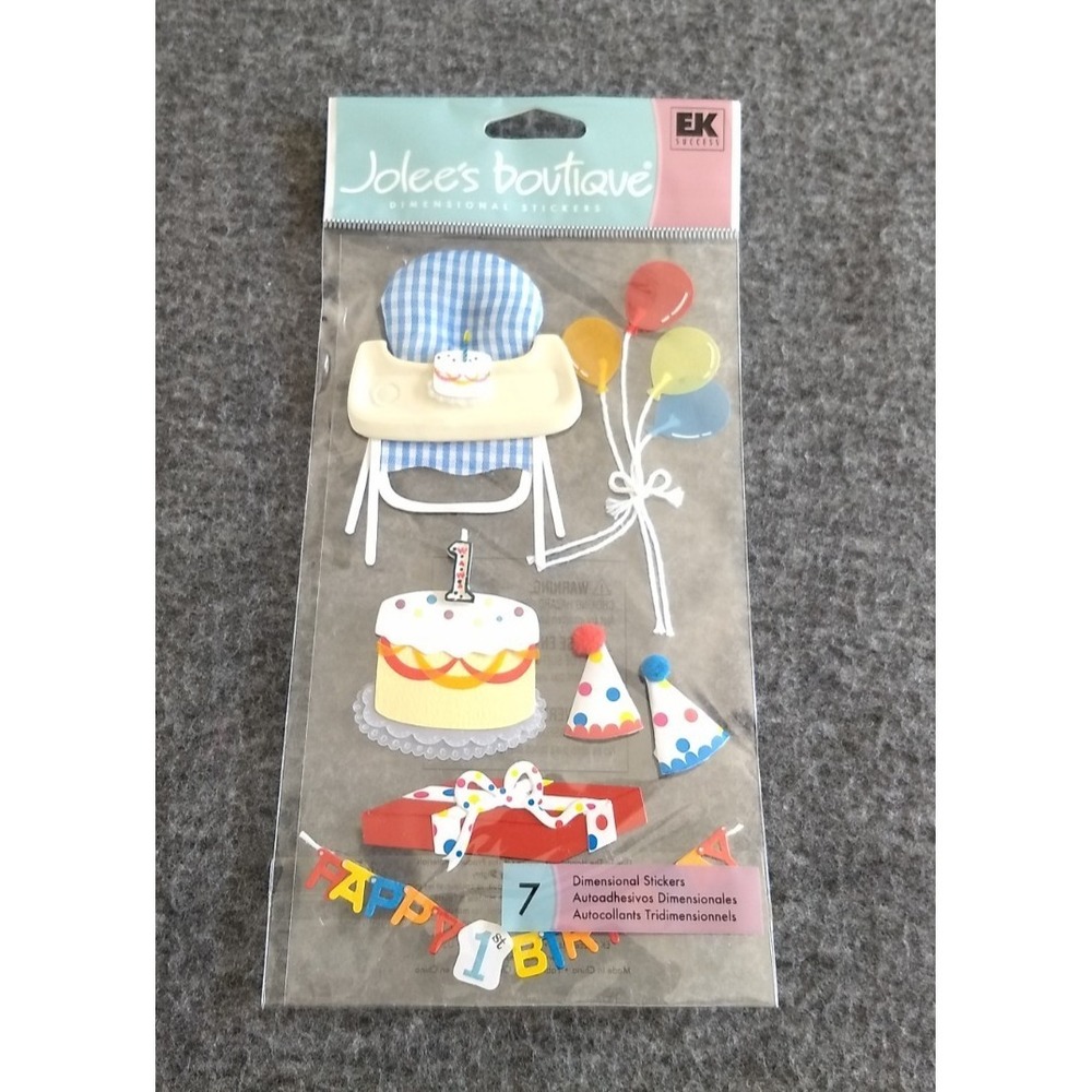 Jolee's Boutique Scrapbooking Dimensional Stickers Happy 1st Birthday 7 Pc NEW
